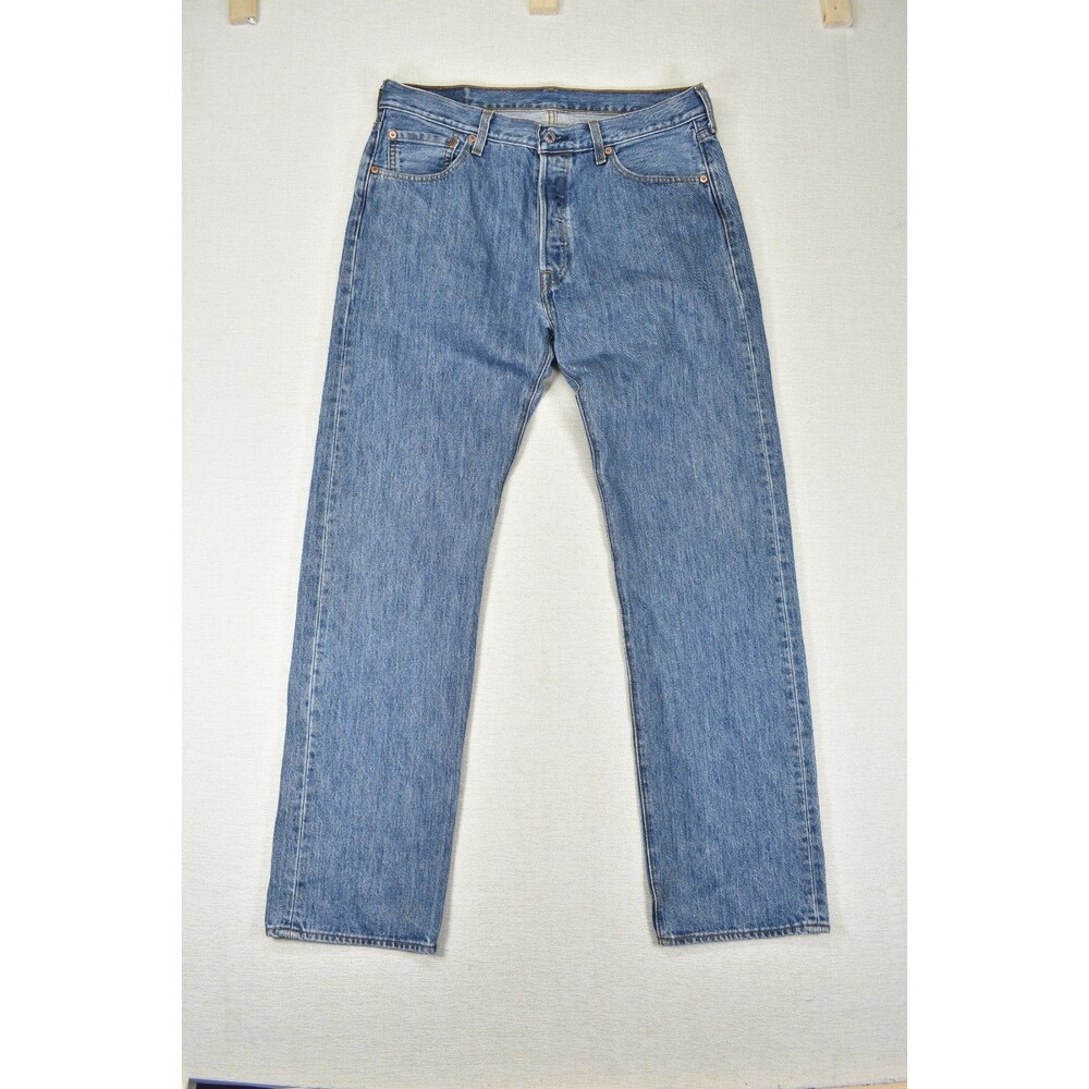 Levi's 501 Denim Jeans Mens 34x32 Medium Wash Original Fit Straight Button Fly